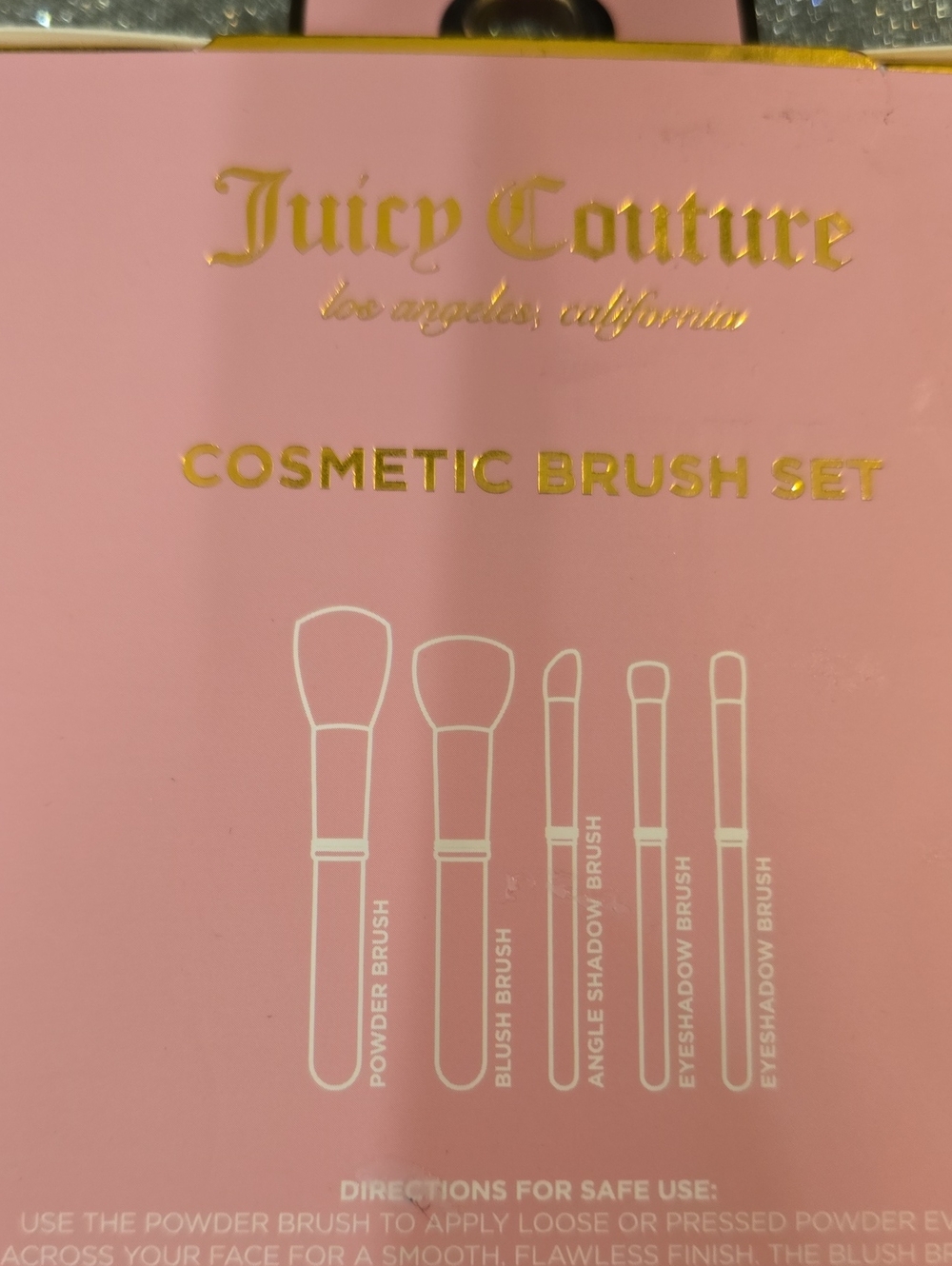 Juicy Couture Glitter Infused Handle 5-Piece Cosmetic Brush Set - Picture 4 of 4
